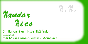 nandor nics business card